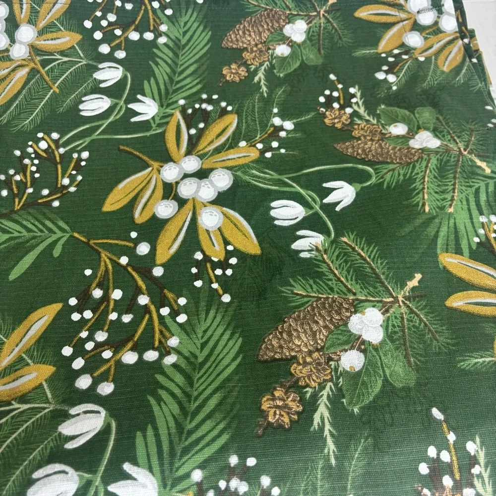 Ralph Lauren Xmas look fabric shower curtain_moody green pine botanical print